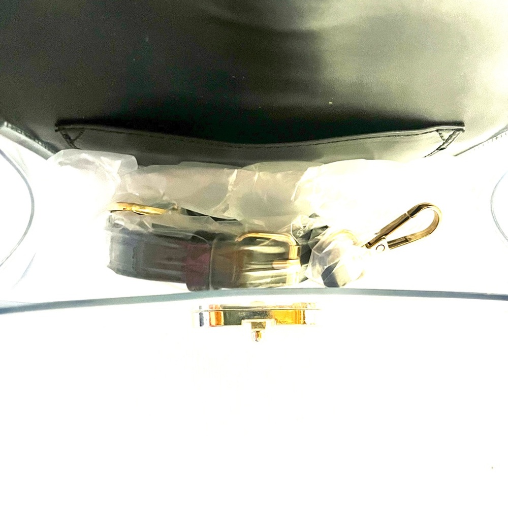 Clear Crossbody with Black Croc-embossed  Accents and Gold Turn Lock - New - Picture 7 of 10